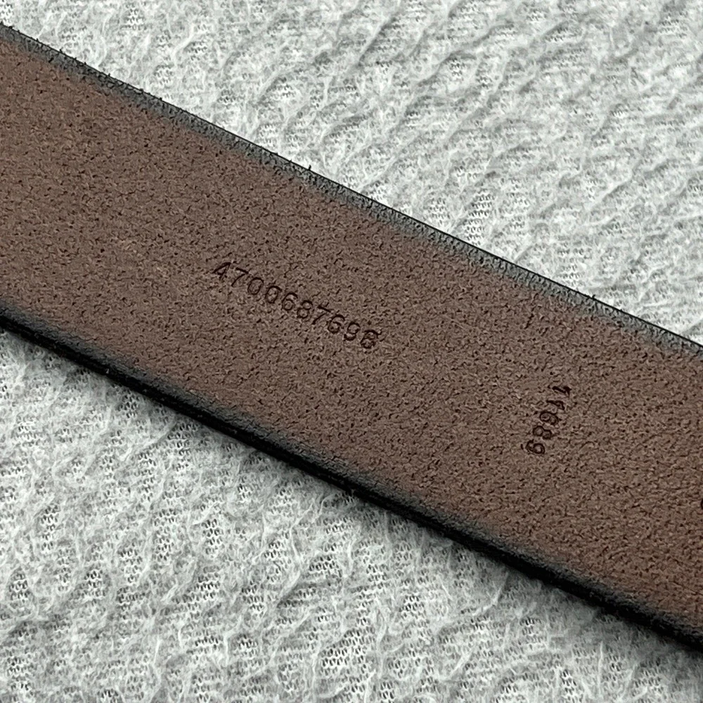 Polo Ralph Lauren Double Prong Leather Belt Mens 34 Brown Brass Buckle Logo 1.5
